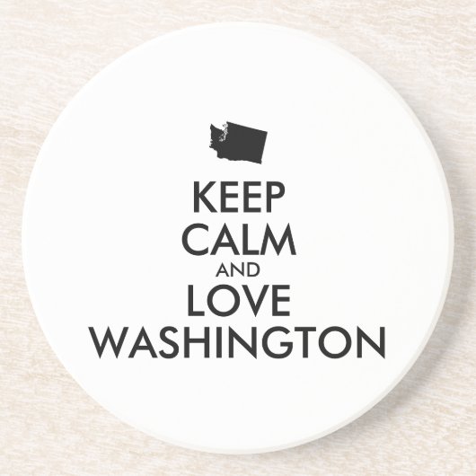 Anpassbare BEHALT-CALM und LIEBE WASHINGTON Sandstein Untersetzer (Vorne)