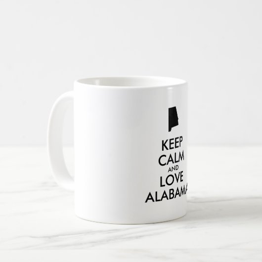 Anpassbare BEHALTEN CALM und LIEBE ALABAMA Kaffeetasse (Vorderseite Links)