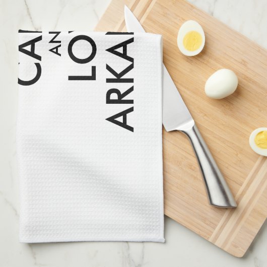 Anpassbare BEHALTEN CALM und LIEBE ARKANSAS Geschirrtuch (Viertel Falte)