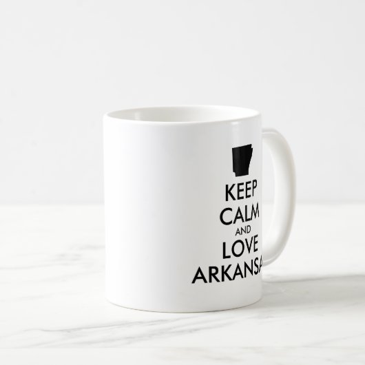 Anpassbare BEHALTEN CALM und LIEBE ARKANSAS Kaffeetasse (VorderseiteRechts)