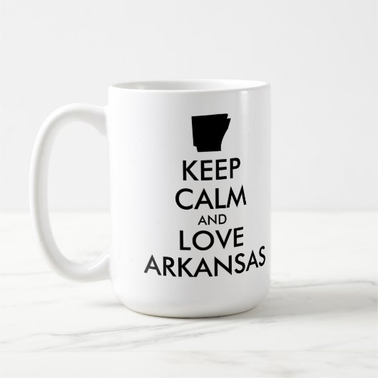 Anpassbare BEHALTEN CALM und LIEBE ARKANSAS Kaffeetasse (Links)