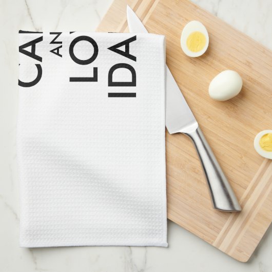 Anpassbare BEHALTEN CALM und LIEBE IDAHO Küchentuch (Viertel Falte)