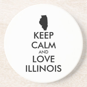 Anpassbare BEHALTEN CALM und LIEBE ILLINOIS Sandstein Untersetzer