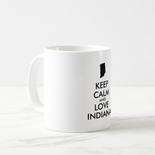 Anpassbare BEHALTEN CALM und LIEBE INDIANA Kaffeetasse (Vorderseite Links)