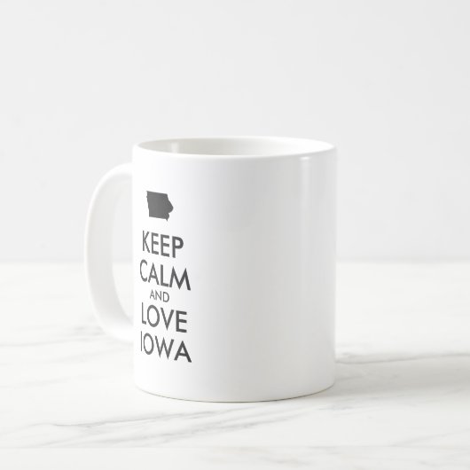 Anpassbare BEHALTEN CALM und LIEBE IOWA Kaffeetasse (Vorderseite Links)