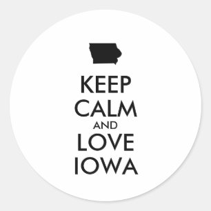 Anpassbare BEHALTEN CALM und LIEBE IOWA Runder Aufkleber