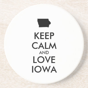Anpassbare BEHALTEN CALM und LIEBE IOWA Sandstein Untersetzer