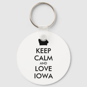 Anpassbare BEHALTEN CALM und LIEBE IOWA Schlüsselanhänger