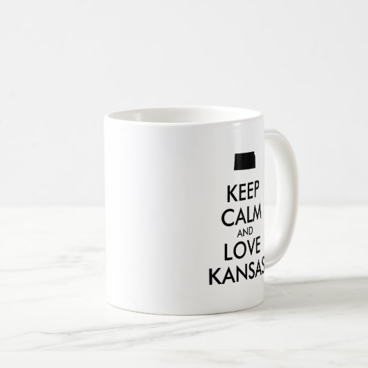 Anpassbare BEHALTEN CALM und LIEBE KANSAS Kaffeetasse (VorderseiteRechts)