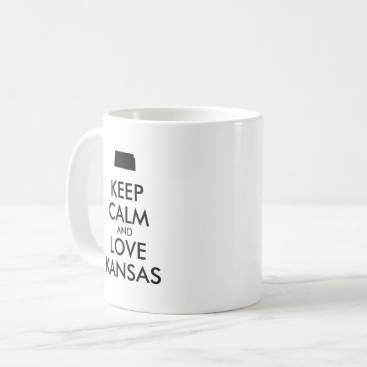 Anpassbare BEHALTEN CALM und LIEBE KANSAS Kaffeetasse (Vorderseite Links)
