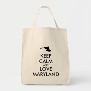 Anpassbare BEHALTEN CALM und LIEBE MARYLAND Tragetasche