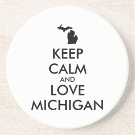 Anpassbare BEHALTEN CALM und LIEBE MICHIGAN Sandstein Untersetzer