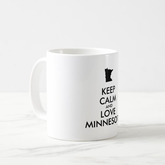 Anpassbare BEHALTEN CALM und LIEBE MINNESOTA Kaffeetasse (Vorderseite Links)