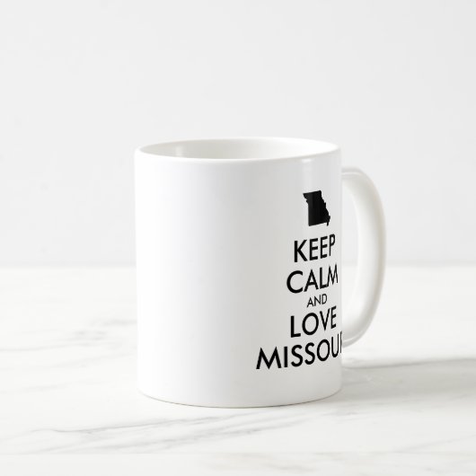 Anpassbare BEHALTEN CALM- und LIEBE-MISSOURI Kaffeetasse (VorderseiteRechts)