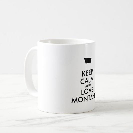 Anpassbare BEHALTEN CALM und LIEBE MONTANA Kaffeetasse (Vorderseite Links)