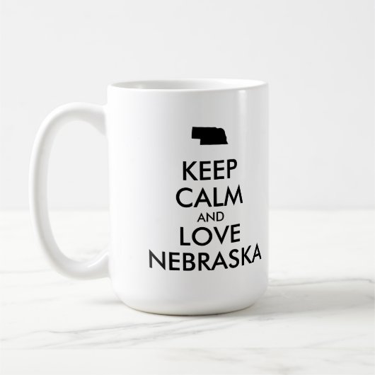 Anpassbare BEHALTEN CALM und LIEBE NEBRASKA Kaffeetasse (Links)