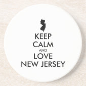 Anpassbare BEHALTEN CALM und LIEBE NEUES JERSEY Sandstein Untersetzer (Vorne)