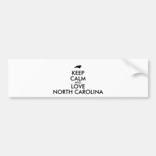 Anpassbare BEHALTEN CALM und LIEBE NORTH CAROLINA Autoaufkleber