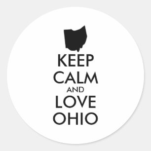 Anpassbare BEHALTEN CALM und LIEBE OHIO Runder Aufkleber
