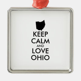 Anpassbare BEHALTEN CALM und LIEBE OHIO Silbernes Ornament