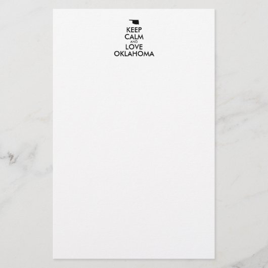 Anpassbare BEHALTEN CALM und LIEBE OKLAHOMA Briefpapier (Vorderseite)