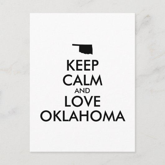 Anpassbare BEHALTEN CALM und LIEBE OKLAHOMA Postkarte (Vorderseite)