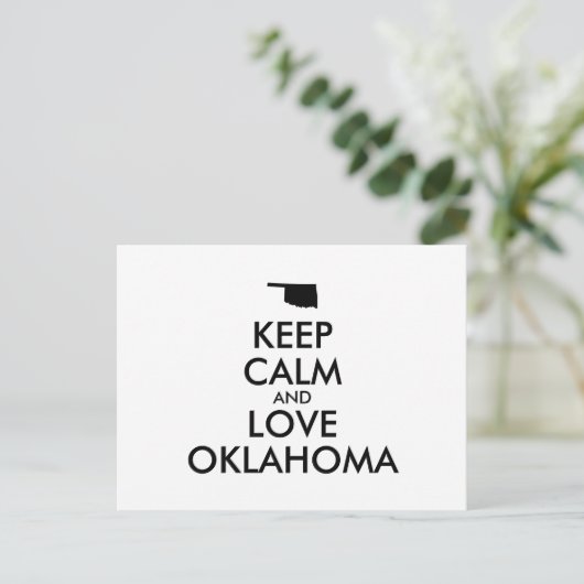 Anpassbare BEHALTEN CALM und LIEBE OKLAHOMA Postkarte (Stehend Vorderseite)