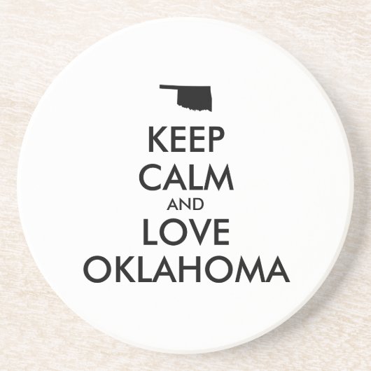 Anpassbare BEHALTEN CALM und LIEBE OKLAHOMA Sandstein Untersetzer (Vorne)