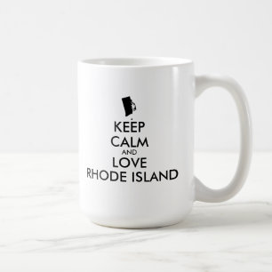 Anpassbare BEHALTEN CALM und LIEBE RHODE ISLAND Kaffeetasse