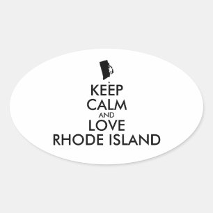Anpassbare BEHALTEN CALM und LIEBE RHODE ISLAND Ovaler Aufkleber