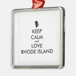 Anpassbare BEHALTEN CALM und LIEBE RHODE ISLAND Silbernes Ornament