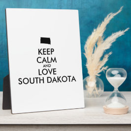 Anpassbare BEHALTEN CALM und LIEBE SÜDDAKOTA Fotoplatte