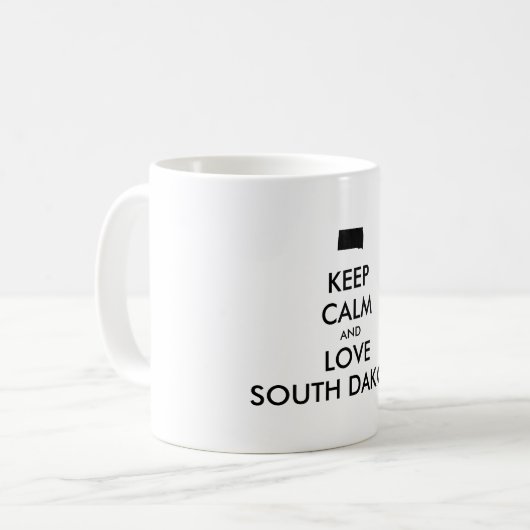 Anpassbare BEHALTEN CALM und LIEBE SÜDDAKOTA Kaffeetasse (Vorderseite Links)