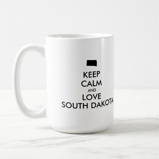 Anpassbare BEHALTEN CALM und LIEBE SÜDDAKOTA Kaffeetasse (Links)
