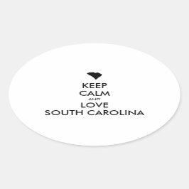 Anpassbare BEHALTEN CALM und LIEBE SÜDKAROLINA Ovaler Aufkleber