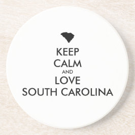 Anpassbare BEHALTEN CALM und LIEBE SÜDKAROLINA Sandstein Untersetzer