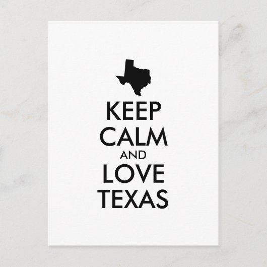 Anpassbare BEHALTEN CALM- und LIEBE-TEXAS Postkarte (Vorderseite)