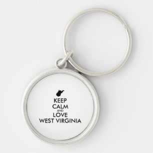 Anpassbare BEHALTEN CALM und LIEBE WESTVIRGINIEN Schlüsselanhänger