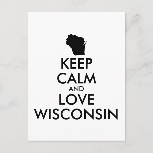 Anpassbare BEHALTEN CALM und LIEBE WISCONSIN Postkarte (Vorderseite)