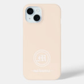 Anpassbare Beige-Handy-Hülle mit Monogramm Case-Mate iPhone Hülle (Rückseite)