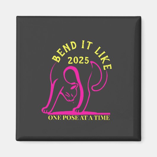 Anpassbare "Bend It Like 2025" Yoga Katze Magnet (Vorne)