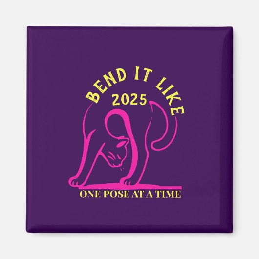 Anpassbare "Bend It Like 2025" Yoga Katze Magnet (Vorne)