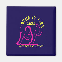 Anpassbare "Bend It Like 2025" Yoga Katze Magnet