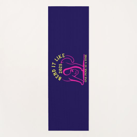 Anpassbare "Bend It Like 2025" Yoga Katze Yogamatte (Vorderseite)