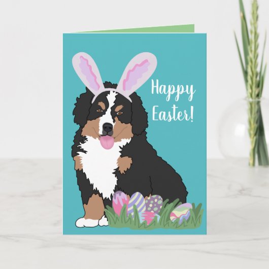 Anpassbare Berner Hund Welpen Ostern Karte (Vorderseite)