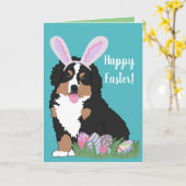 Anpassbare Berner Hund Welpen Ostern Karte (Gelbe Blume)