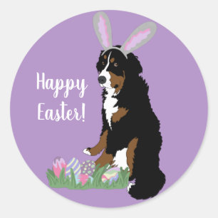 Anpassbare Bernese-Hunde-Ostern Runder Aufkleber