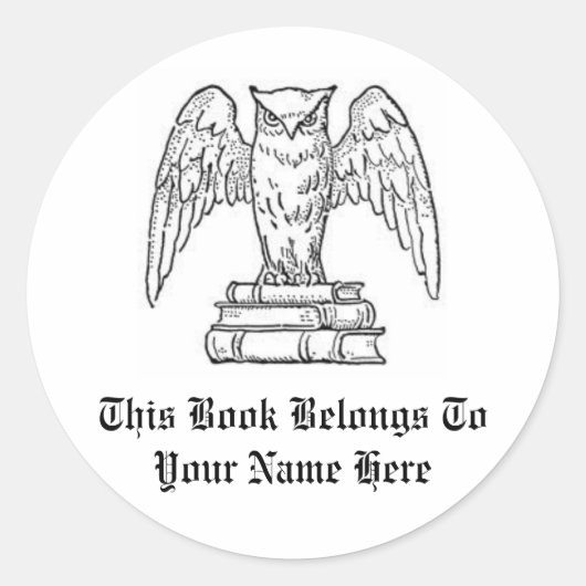 Anpassbare Bezeichnung für Buchnamen Runder Aufkleber (Vorderseite)