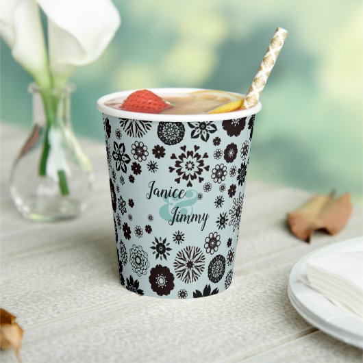 Anpassbare Bezeichnungen Niedliches Muster für grü Pappbecher (In Situ)