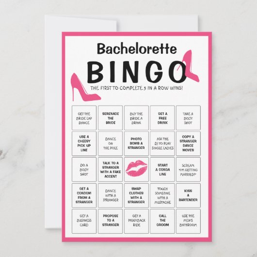 Anpassbare Bingo-Game-Karte für Junggeselinnen-Abs Einladung (Vorderseite)